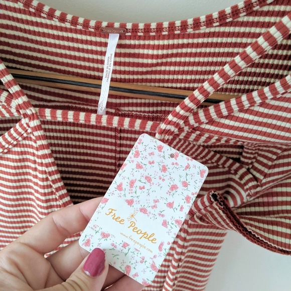 NWT Free People Frenchie Striped Cutout Blouse - Picture 6 of 8